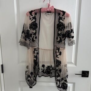 Sheer Black Floral Kimono